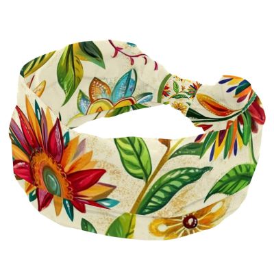 1 Pack Bohemian Floral-81 Elastic Soft Fabric Non-Slip Women's Fashion Headbands - Soft, Wide, and Stylish for All Occasions