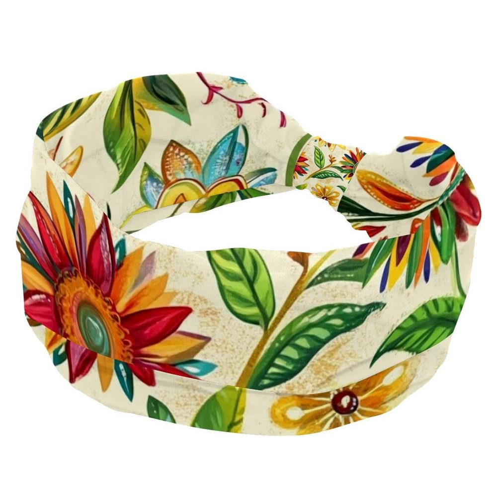1 Pack Bohemian Floral-81 Elastic Soft Fabric Non-Slip Women's Fashion Headbands - Soft, Wide, and Stylish for All Occasions