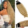 Water Wave Human Braiding Hair 30 Inch 2 Bundles Deep Curly Wave Bulk for Braiding 1B613 Ombre Blonde with Dark Roots No Weft 100% Unprocessed 12A for Boho Braids 100g/Pack view 1