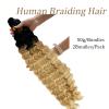 Water Wave Human Braiding Hair 30 Inch 2 Bundles Deep Curly Wave Bulk for Braiding 1B613 Ombre Blonde with Dark Roots No Weft 100% Unprocessed 12A for Boho Braids 100g/Pack view 2