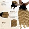 Water Wave Human Braiding Hair 30 Inch 2 Bundles Deep Curly Wave Bulk for Braiding 1B613 Ombre Blonde with Dark Roots No Weft 100% Unprocessed 12A for Boho Braids 100g/Pack view 3