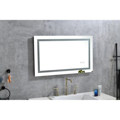 32 * 24 LED Lighted Bathroom Wall Mounted Mirror with High Lumen+Anti-Fog Separately Control+Dimmer Function (White)