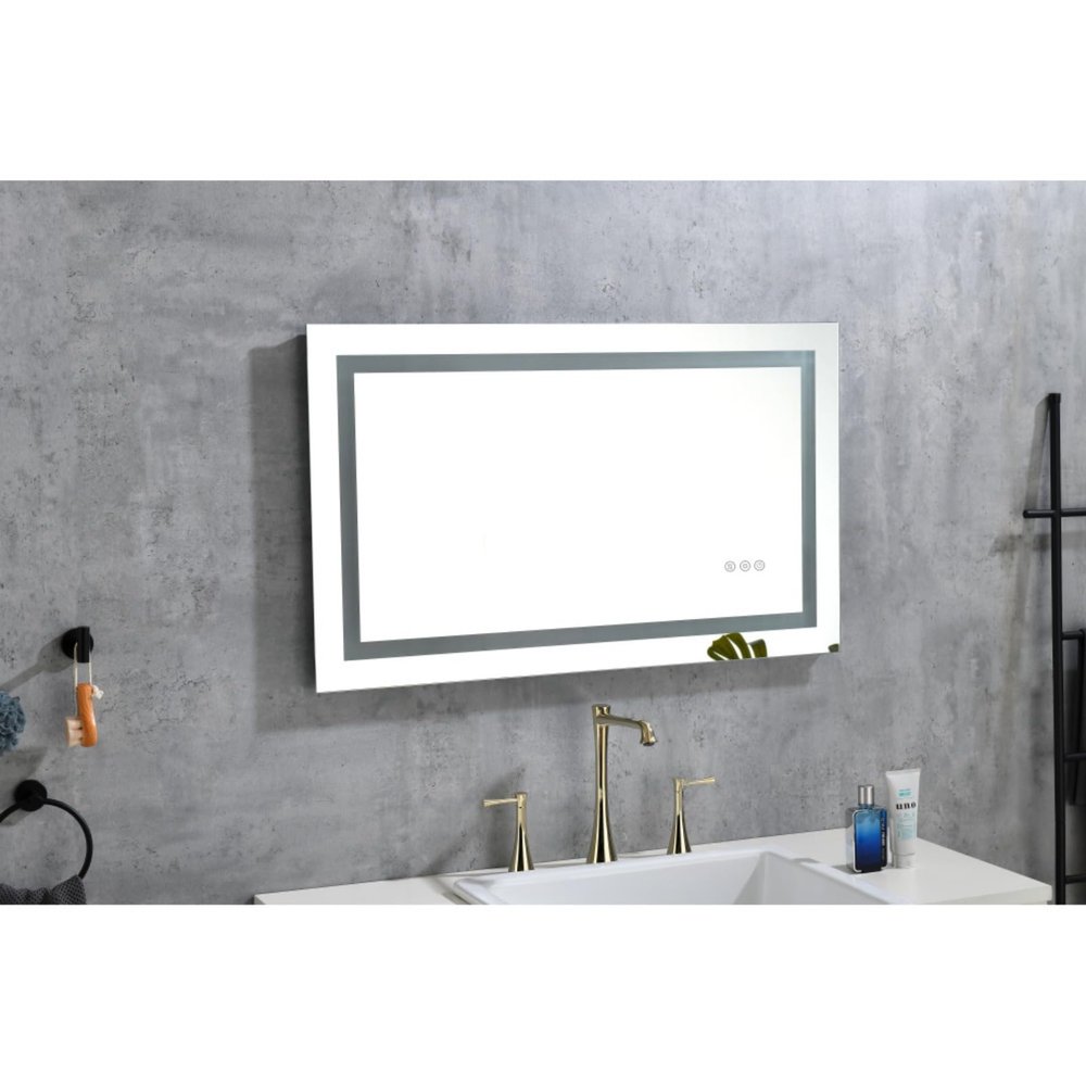 32 * 24 LED Lighted Bathroom Wall Mounted Mirror with High Lumen+Anti-Fog Separately Control+Dimmer Function (White)
