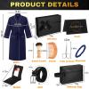 Shyyween 10 Pcs Birthday Gifts Baskets for Men Get Well Soon Gifts Beard Care Set for Him with Bathrobe, Wallet, Makeup Bag, Belt, Bracelet, Beard Comb & Brush Set for Dad Boyfriend Husband(Blue) view 2