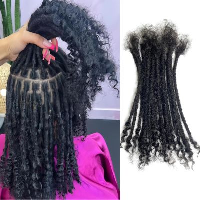 100% Real Human Hair 0.2cm Width 8 Inch Loc extensions Human Hair with Curly Ends 50 Strands per pack Full Handmade Dreadlock Extensions Can be dyed and bleached for Men Women Kids (8 Inch-50)