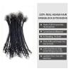 100% Real Human Hair 0.2cm Width 8 Inch Loc extensions Human Hair with Curly Ends 50 Strands per pack Full Handmade Dreadlock Extensions Can be dyed and bleached for Men Women Kids (8 Inch-50) view 2