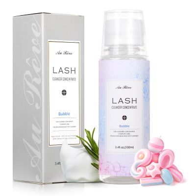 AuReve Lash Shampoo Concentrate 100ml Lash Extension Cleanser Oil-Free Eyelash Extension Shampoo with Salon Home Care -Makes 20 Bottles 60ml Eyelash Cleaner,Bubble Gum
