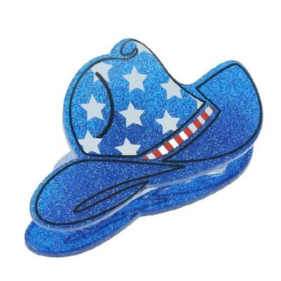 Dallas Distributing Acrylic Cowboy Hat Claw Clip  Blue Western Hair Accessory in Americana Style, 1 Piece