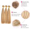 P27/613 Highlight Honey Blonde Bundles Human Hair Blonde Straight Bundles 18 20 22 Inch Unprocessed Brazilian Virgin Hair 3 Bundle 50 Gram Per Bundle Deals Quick Weave Hair Extensions view 3