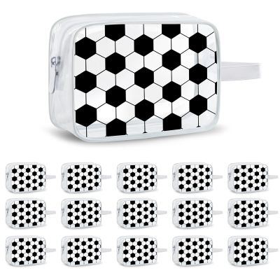 16PCS Soccer Cosmetic Bag - Waterproof Soccer Clear PVC Travel Bag,Soccer Gift Accessories Bags Goodie Snack Makeup Bag,Toiletry Zipper Pouch Organizer,Softball Team Gifts for Girls Team Player