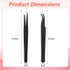 2PCS Stainless Tweezers, Sticker Tweezers Stainless Steel Straight and Curved Tip Tweezer for Eyelash Extensions Precision Electronics Nail Rhinestone Jewelry view 2