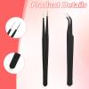 2PCS Stainless Tweezers, Sticker Tweezers Stainless Steel Straight and Curved Tip Tweezer for Eyelash Extensions Precision Electronics Nail Rhinestone Jewelry view 3