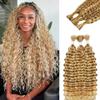 Boho Braids Human Hair Knotless Ombre Blonde Human Braiding Hair 14 Inch 27/613 Ombre Water Wave Bulk Human Hair for Braiding Wet and Wavy No Weft 100g 2 Bundles Curly Human Hair Extensions view 1