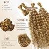 Boho Braids Human Hair Knotless Ombre Blonde Human Braiding Hair 14 Inch 27/613 Ombre Water Wave Bulk Human Hair for Braiding Wet and Wavy No Weft 100g 2 Bundles Curly Human Hair Extensions view 3
