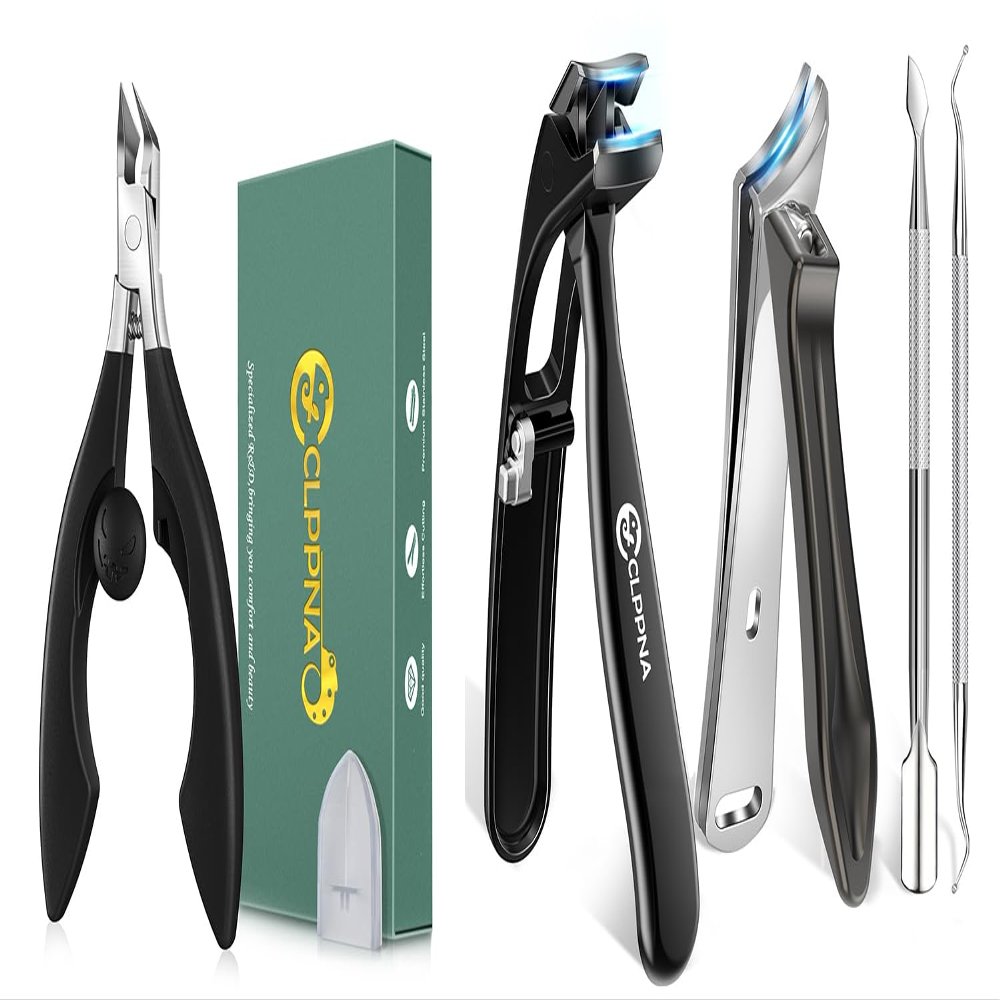 2025 Toenail Clippers for Thick Toenails for Seniors, Angled Head Large Toe Nail Clippers Set for Men, Heavy Duty Ingrown Toenail Clippers with Long Handle, Ultra Sharp Slanted Nail Cutter Wide Jaw