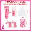 50 Sets Breast Cancer Awareness Favors Pink Ribbon Hand Cream Lip Balm with Thank You Cards Organza Bags Awareness Gifts for Women Nurse Breast Cancer Charity Event Survivor Campaign Party Favors view 2