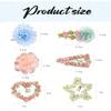13PCS Mixed Floral Hair Clip Set - 3 Camellia Claws (Pink/Blue/White), 2 Pink-Green Tulle Clips, 6 Flower Barrettes (Heart/Star), 2 Pearl Mesh Clips, Claw Clip Accessories For women/girls view 3