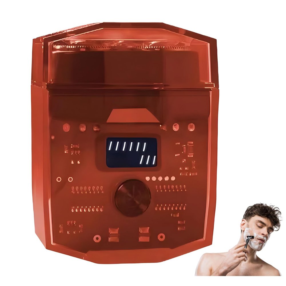 Mini Electric Razor - Transparent Mini Electric Shaver with Low Noise, Portable Travel Shavers for Men, Rechargeable Shaver, Cordless Shaving, Wet and Dry Shave, Waterproof (Red)