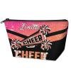 Skonsati Personalized Cheerleader Makeup Bag Travel Toiletry Bags Custom Cosmetic Bags with Name Customized Cheer Make Up Bag for Women Mon, Orange Glitter view 2