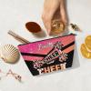 Skonsati Personalized Cheerleader Makeup Bag Travel Toiletry Bags Custom Cosmetic Bags with Name Customized Cheer Make Up Bag for Women Mon, Orange Glitter view 3