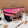 Skonsati Personalized Cheerleader Makeup Bag Travel Toiletry Bags Custom Cosmetic Bags with Name Customized Cheer Make Up Bag for Women Mon, Orange Glitter view 4