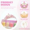 inSowni 6pcs Gold Metal Glitter Gem Crystal Rhinestone Tiara Crown Headbands Wedding Birthday Party Prom Headpieces Hair Accessories for Women Brides Bridesmaids view 3