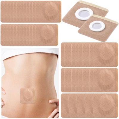 CTEAKOP 50 Pcs Castor Oil Belly Button Patch, Castor Oil Patches Belly Button, Pearlescent Film Pack Wrap, Pack for Stomach, Waist, Neck - Beige, Square (6cm+7cm)