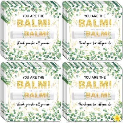 30 Pack Christmas Appreciation Lip Balm Gifts Bulk, Thank You Party Favors for Employee Staff Coworker Teacher Friend Volunteer Women Men, Winter Gift Eucalyptus leaf You Are the Balm