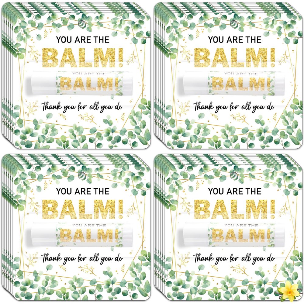 30 Pack Christmas Appreciation Lip Balm Gifts Bulk, Thank You Party Favors for Employee Staff Coworker Teacher Friend Volunteer Women Men, Winter Gift Eucalyptus leaf You Are the Balm