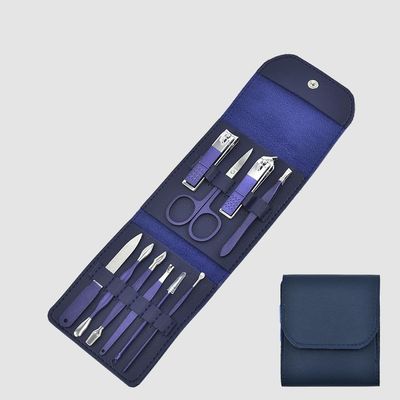 Blue Pro Manicure - 18-Pc Stainless Steel Nail Clipper Set | -Grade Paronychia Treatment Tools,10 Peices in Set