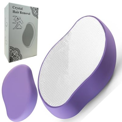 Bleame Hair Eraser, Bleame Crystal Hair Eraser, Reusable Crystal Hair Remover for Men & Women, Magic Painless Exfoliation Hair Removal Tool, Nano Glass Hair Removal Device for Arms Legs Back (Violet)