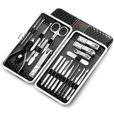 21-Piece Medical Pedicure System - Stainless Steel Paronychia Nippers Set | Doctor-Recommended Ingrown Nail Treatment,Black 21 pcs