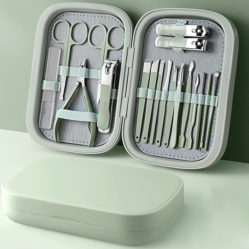 18-Tool Travel Essential Kit - Stainless Steel Nail Clipper Set | Compact Manicure & Pedicure Grooming Solution,18 Pieces in Set 02