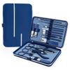 18-Pc Blue Leather Gift Set - Stainless Steel Manicure Tools for Men & Women | Travel-Ready Pedicure Kit,18 Pieces in Set view 1