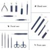 18-Pc Blue Leather Gift Set - Stainless Steel Manicure Tools for Men & Women | Travel-Ready Pedicure Kit,18 Pieces in Set view 2