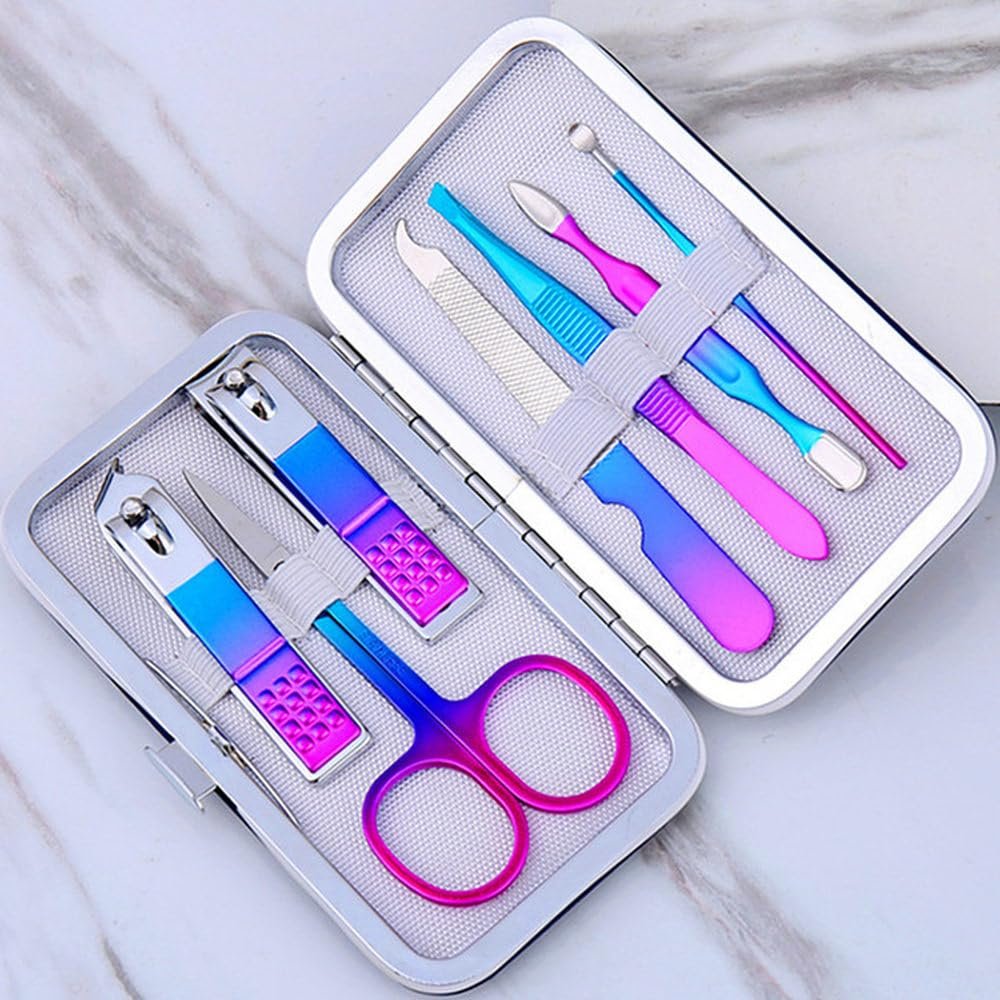 7/10-Pc Household Manicure Set - Stainless Steel Nail Clippers w/Ear Spoon & Pedicure Scissors | Multipurpose Home Kit,7 pcs
