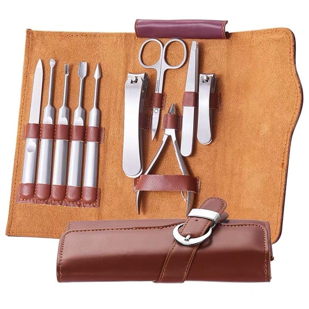 10-Pc Manicure Set - Stainless Steel Paronychia Tools w/Scissors | Packaging for Birthdays & Holidays,Sliver 10pcs
