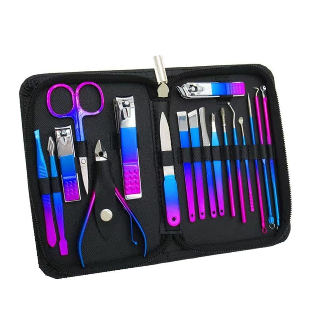 19-in-1 Manicure System - Stainless Steel Ingrown Toenail Solution | Complete Home & Salon Care Kit,18PCS