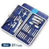 21-Pc Medical Pedicure Kit - Stainless Steel Paronychia Tools w/Trimmers | Nail Care Set,Blue view 2