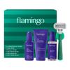 Flamingo Women's Razor Holiday Gift Set - Razor Handle, Blade Refill, Mini Smoothing Shave Scrub, Mini Nourishing Shaving Oil, Mini Soothing Shave Serum, and Shower Holder view 1