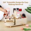 360 Rotating Cosmetic Organizer, Large Capacity Makeup Case With Drawer For Skincare, Brushes, Lipsticks, And More view 4