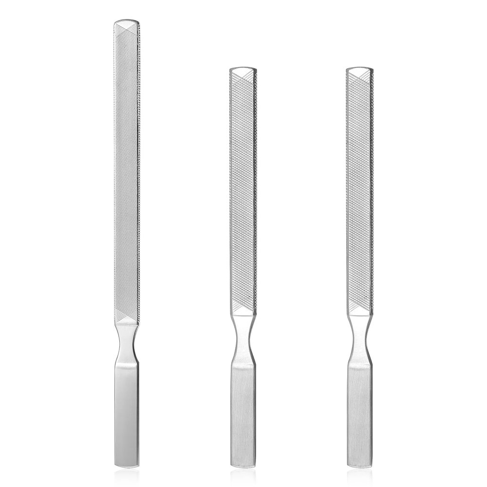 2 PCS Stainless Steel Toenail File for Thick Nails, 4 Sides Heavy Duty Toe Nail File Professional Toenail Files Metal Fingernail Filing Durable Nail Care Tool Ideal for Manicure Or Pedicure