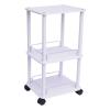 3-Tier Rolling Utility Cart with Handle, ABS & High-Density Board Storage Trolley, Thicker Wider Panels, Aluminum Guardrails, Movable Cart with Wheels for Beauty Salons, Office, White view 1