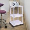 3-Tier Rolling Utility Cart with Handle, ABS & High-Density Board Storage Trolley, Thicker Wider Panels, Aluminum Guardrails, Movable Cart with Wheels for Beauty Salons, Office, White view 2
