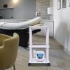 3-Tier Rolling Utility Cart with Handle, ABS & High-Density Board Storage Trolley, Thicker Wider Panels, Aluminum Guardrails, Movable Cart with Wheels for Beauty Salons, Office, White view 4