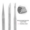 3PCS Cuticle Pusher Tool, Professional Stainless Steel Dual-Ended Cuticle Remover & Spoon Nail Cleaner for Manicure Pedicure, Cuticle Removal Gel Polish Prep Nail Art Tools (Silver) view 3
