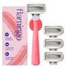 Flamingo Shaving Razor Set for Women - Original Razor Handle, 4 Blade Refills, and Shower Holder - Pink view 1