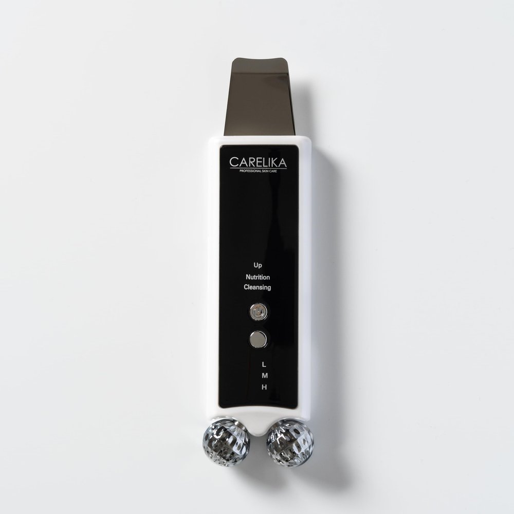 Carelika Cosmetics Double Roller and Skin Scrubber with Silicone Material, Deep Cleansing and Facial Massage Device with Electrotherapy
