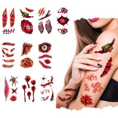 10 Sheets Temporary Tattoos for Party Favors, DIY Crafts, Gifts, and Decorations (Scar)