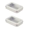 ZQTSANKESL 2 Pcs Small Metal Tin Box with Clear Window Lid - Cotton Swab Holder & Travel Qtip Case, Portable Empty Storage Container for Jewelry, Hair Ties, Dental Floss, Candy Packaging (Silver) view 1